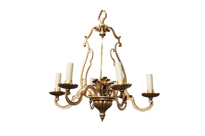 Lot 83 - A GILT BRONZE SIX BRANCH CHANDELIER, PROBABLY SPANISH, LATE 19TH CENTURY