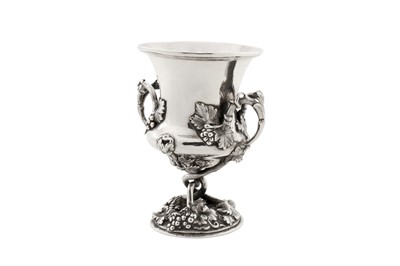 Lot 81 - A mid-19th century Indian colonial silver twin handled cup, Calcutta circa 1840 by Hamiton and Co