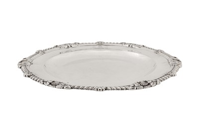Lot 397 - HRH Prince Albert of Saxe-Coburg and Gotha - A William IV sterling silver Royal dinner plate, London 1831 by John Bridge (reg. 25th Nov 1823)