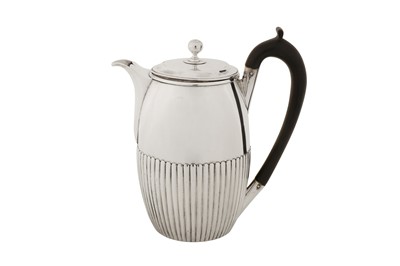 Lot 434 - A George III sterling silver chocolate and coffee pot, London 1800 by Thomas Holland II