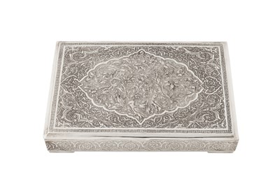 Lot 210 - A mid-20th century Persian (Iranian) unmarked silver cigarette box, Isfahan circa 1960