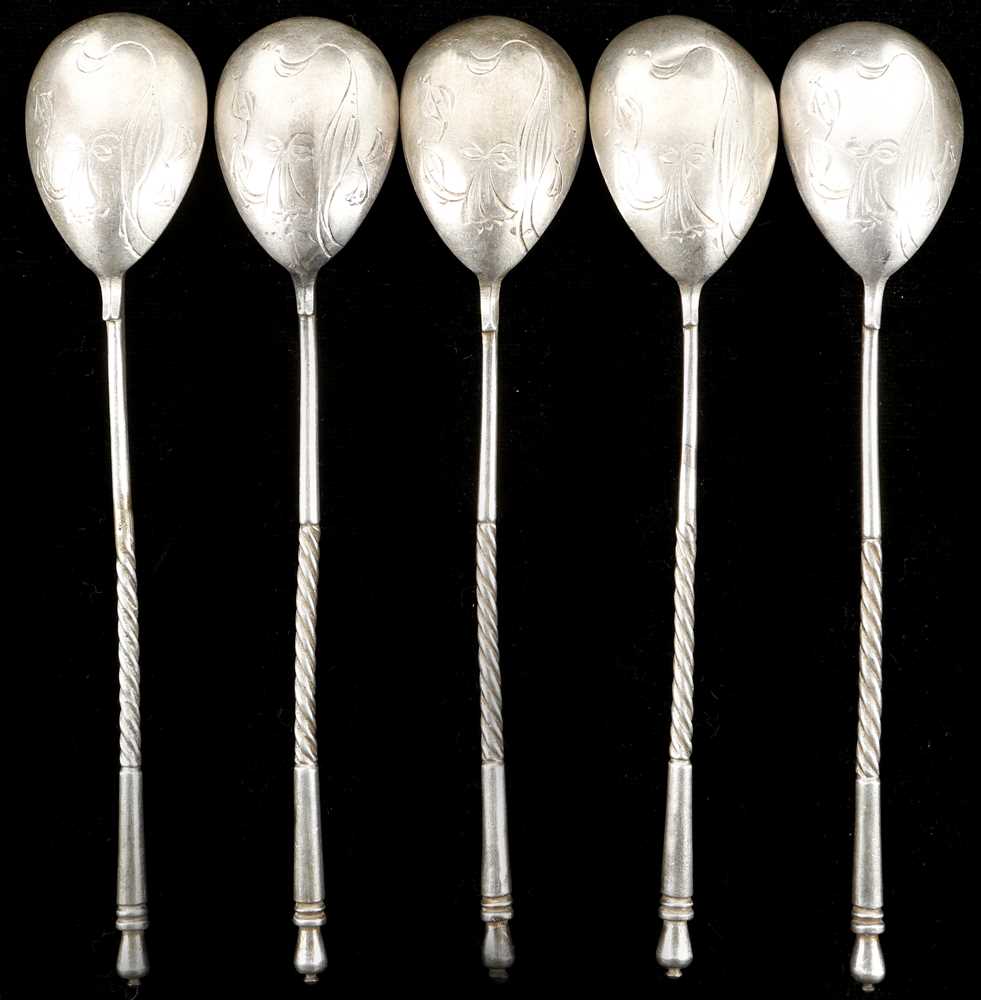 Lot 243 - A set of five antique Imperial Russian 84...