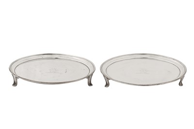 Lot 432 - A pair of George III sterling silver waiters, London 1785 by Thomas Chawner