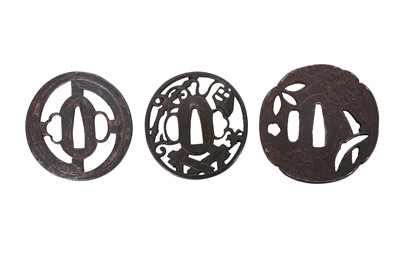 Lot 413 - THREE JAPANESE IRON TSUBA