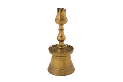 Lot 119 - A 17TH CENTURY OTTOMAN BRASS TULIP CANDLESTICK