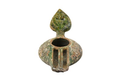 Lot 33 - A RARE 8TH-9TH CENTURY SYRIAN UMAYYAD GREEN GLAZED OIL LAMP