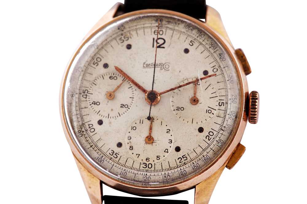 Lot 380 - VINTAGE EBERHARD CHRONOGRAPH WRISTWATCH