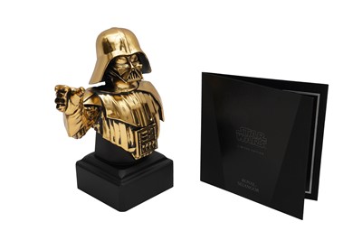Lot 421 - A LIMITED EDITION STAR WARS ROYAL SELANGOR GOLD-PLATED PEWTER BUST OF DARTH VADOR