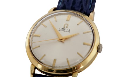 Lot 378 - OMEGA. 18CT GOLD CASED AUTOMATIC WRISTWATCH