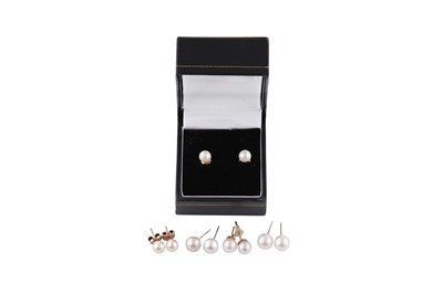 Lot 26 - FIVE PAIRS OF CULTURED PEARL STUDS