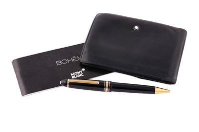 Lot 75 - A MONTBLANC MEISTERSTUCK PIX ROLLERBALL PEN TOGETHER WITH A TRIFOLD MONTBLANC WALLET