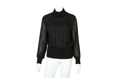 Lot 378 - Yves Saint Laurent Black Chiffon Top