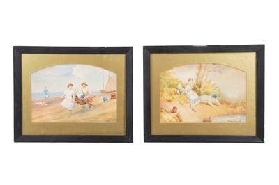 Lot 339 - A PAIR OF LATE WATERCOLOUR OF CHILDREN CIRCA 1900