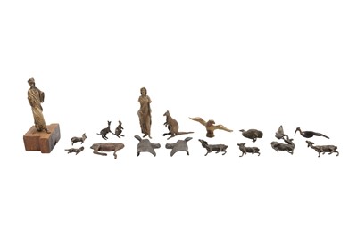 Lot 299 - A GROUP OF BRONZE AND SPELTER ANIMALS AND CLASSICAL FIGURES