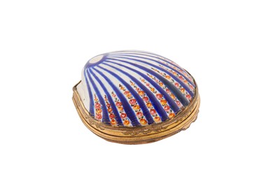 Lot 13 - A mid-18th century unmarked gilt metal mounted Staffordshire enamel snuff box, circa 1760