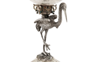 Lot 54 - A late 19th century Austrian silver gilt, rock crystal, and enamel figural bowl, Vienna circa 1880 by Hermann Ratzersdorfer (1845 - 1894)