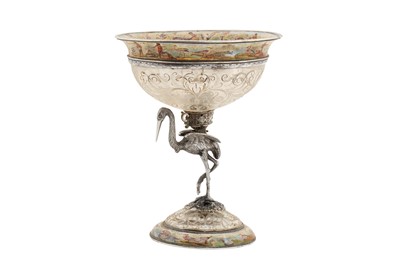 Lot 54 - A late 19th century Austrian silver gilt, rock crystal, and enamel figural bowl, Vienna circa 1880 by Hermann Ratzersdorfer (1845 - 1894)