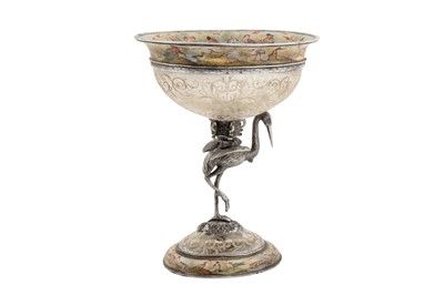 Lot 54 - A late 19th century Austrian silver gilt, rock crystal, and enamel figural bowl, Vienna circa 1880 by Hermann Ratzersdorfer (1845 - 1894)