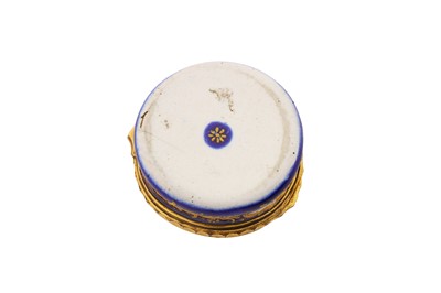 Lot 14 - A late 18th century unmarked gilt metal mounted Staffordshire enamel patch box, circa 1780