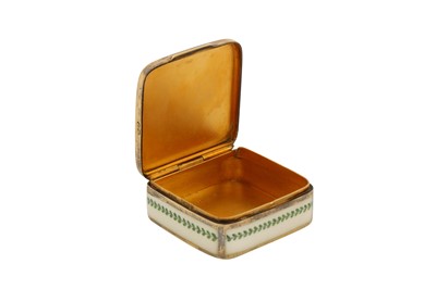 Lot 55 - An early 20th century Austrian 900 standard silver and guilloche enamel box, Vienna by Georg Adam Scheid (1838-1921, reg. 1882), import mark London 1909 by Gourdel and Co