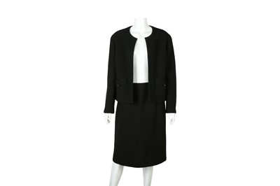 Lot 363 - Chanel Black Wool Crepe CC Skirt Suit- Size 44