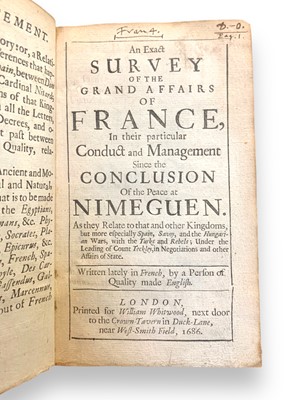 Lot 4 - Continental Literature & Classics: [Gatien de Courtilz de Sandras] An exact survey of the grand affairs of France, 1686