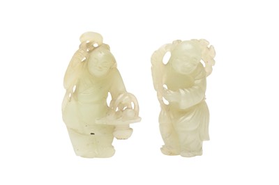 Lot 128 - TWO CHINESE CELADON JADE CARVINGS