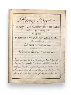 Lot 15 - Jesuits: Petrus Beckx [Peter Jan Beckx], Praepositus Societati Jesu..., manuscript, 1860