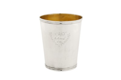 Lot 416 - An early 19th century South African colonial silver beaker, Cape dated 1813 by Daniel Collinet (active circa 1810-25)