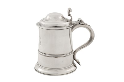 Lot 469 - A George II sterling silver half-quart or pint tankard, London 1738 by Francis Spilsbury I (reg. 24th July 1729)
