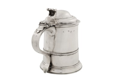 Lot 469 - A George II sterling silver half-quart or pint tankard, London 1738 by Francis Spilsbury I (reg. 24th July 1729)