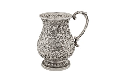 Lot 111 - A late 19th century Anglo – Indian unmarked silver mug, Cutch circa 1890