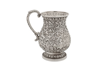 Lot 111 - A late 19th century Anglo – Indian unmarked silver mug, Cutch circa 1890