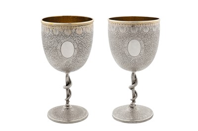 Lot 98 - A pair of late 19th century Anglo - Indian unmarked silver goblets, Lucknow circa 1890