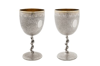 Lot 98 - A pair of late 19th century Anglo - Indian unmarked silver goblets, Lucknow circa 1890