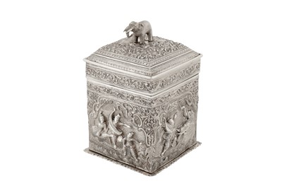 Lot 143 - A rare and unusual late 19th century Burmese unmarked silver cigar box, probably Mandalay circa 1890