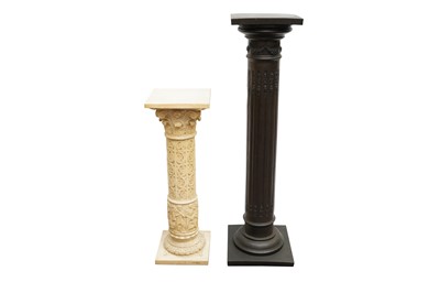 Lot 175 - A BRONZED RESIN DORIC COLUMN JARDIENERE STAND PLUS ONE OTHER