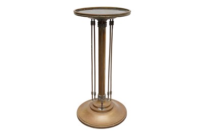 Lot 365 - A BRASS OCCASIONAL TABLE WITH BLACK GLASS TOP