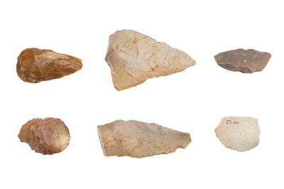Lot 322 - A GROUP OF FRENCH NEOLITHIC AND PALEOLITHIC FLINT TOOLS