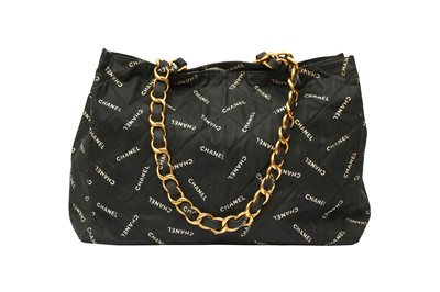 Lot 306 - Chanel Black Logo Quilted Shoulder Tote