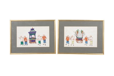 Lot 246 - FOUR CHINESE RICE PAPER PAINTINGS