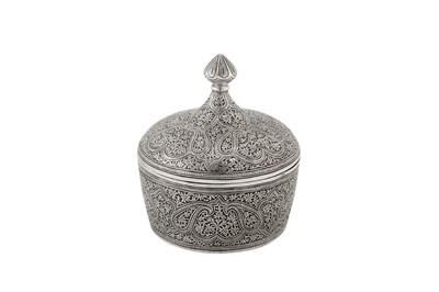 Lot 93 - A rare mid to late 19th century Anglo - Indian silver butter dish, Kashmir circa 1870