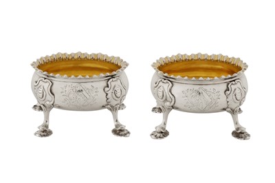 Lot 455 - A pair of early George III sterling silver salts, London 1763 by David and Robert Hennell (reg. 9th June 1763)