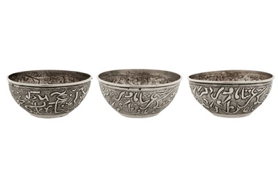 Lot 95 - A set of three early 20th century Anglo – Indian silver bowls, Bombay circa 1920