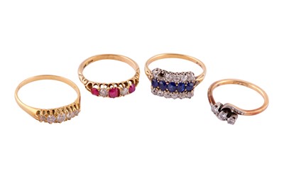 Lot 4 - A GROUP OF FOUR GEM-SET RINGS