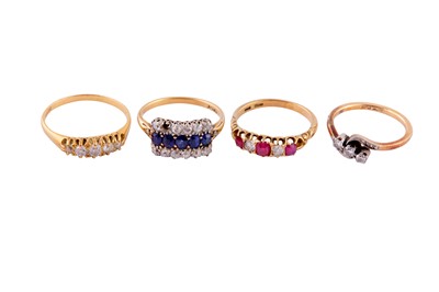 Lot 4 - A GROUP OF FOUR GEM-SET RINGS