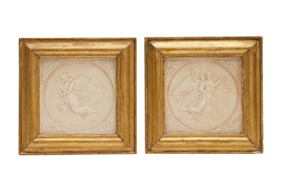 Lot 122 - A PAIR OF LATE 19TH CENTURY GILT FRAMED POTTERY TILES