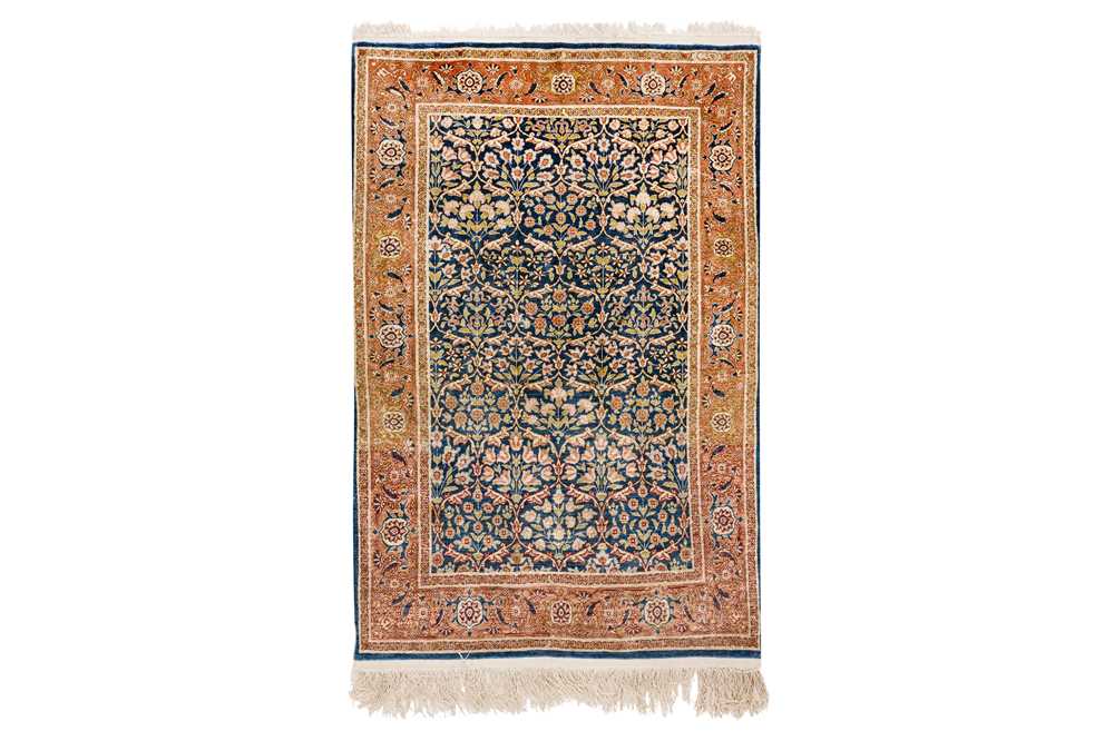 Lot 8 - AN EXTREMELY FINE SIGNED SILK HEREKE RUG, TURKEY