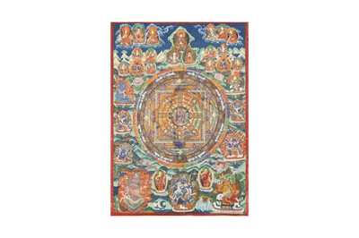 Lot 194 - A TIBETAN PAINTED MANDALA THANGKA