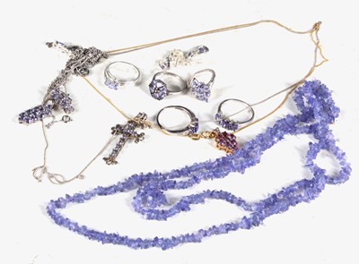 Lot 158 - A collection of 925 silver set tanzanite...